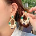 thumbnail image 4 of Dainty Multi Color CZ Drop Big Long Dangle Earrings for Women Party Jewelry Gift, 4 of 9