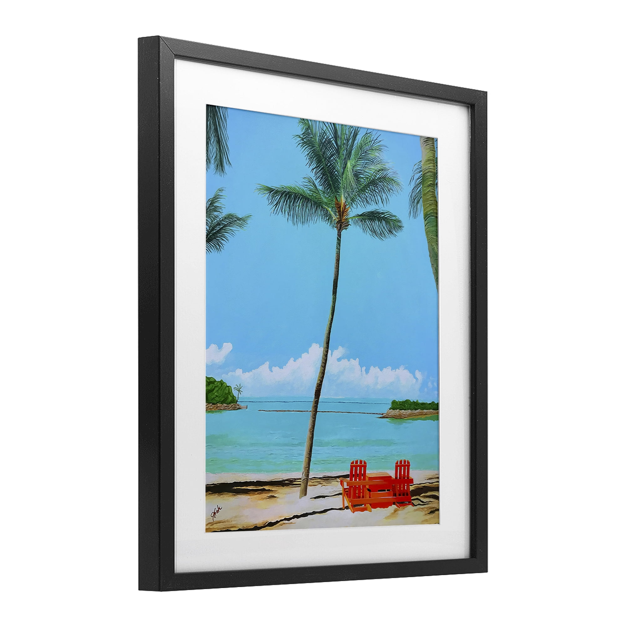 Stupell Industries Dreaming Of Palm Trees Black Framed Print Under Glass, design by John Jaster