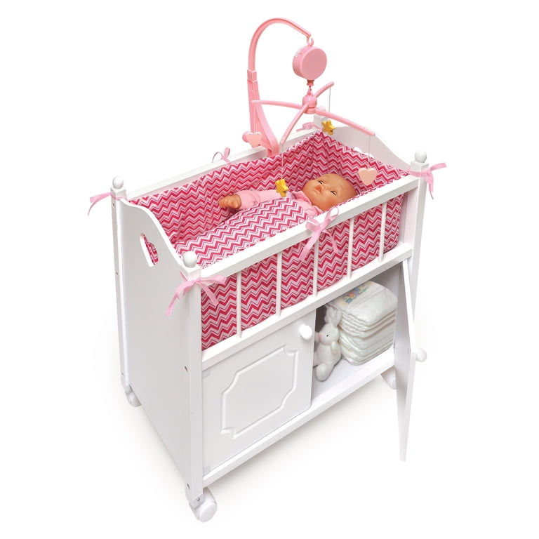 Badger Basket Cabinet Doll Crib with Chevron Bedding photo 4