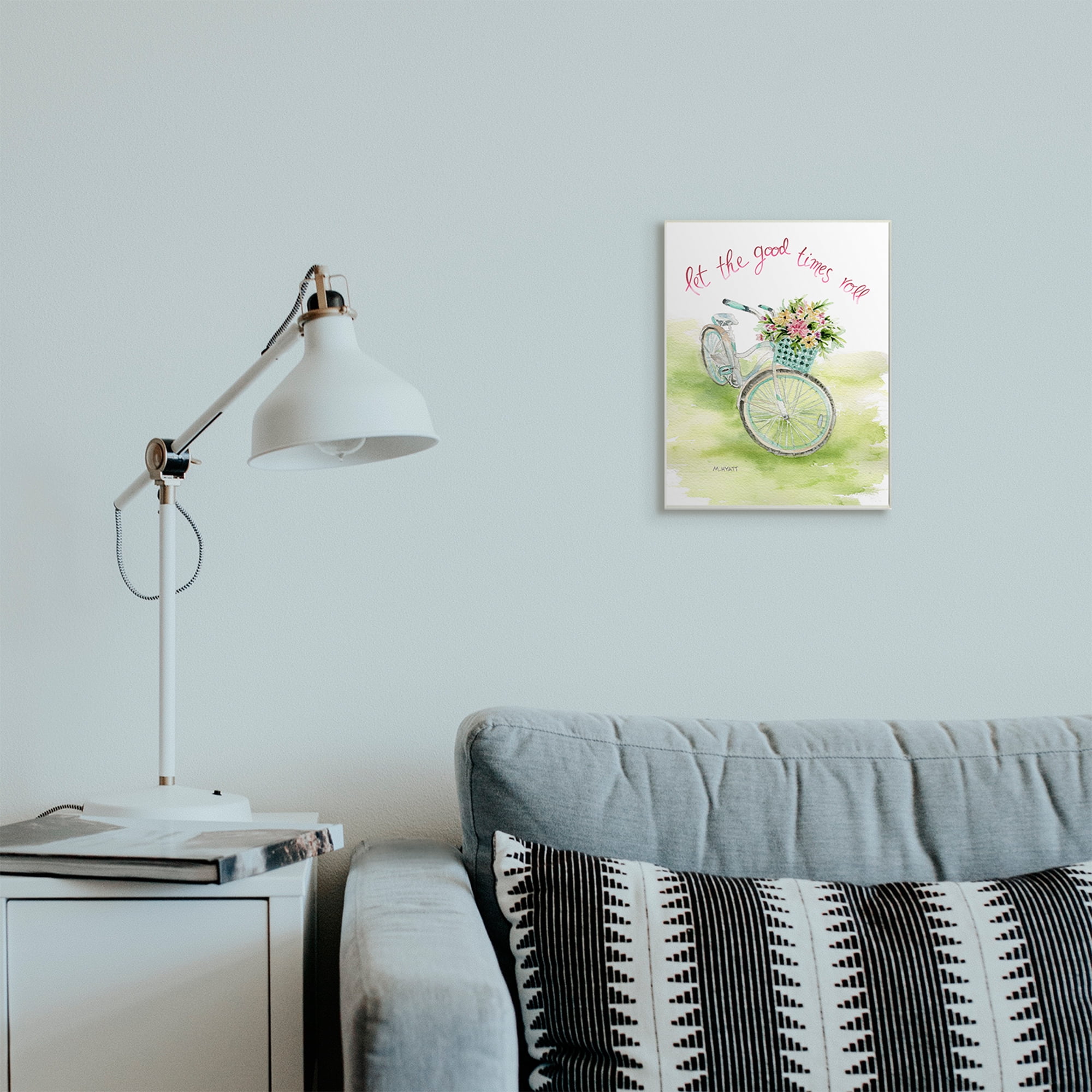 Stupell Industries Let Good Times Roll Phrase Blue Floral Bike Wall Plaque, 10 x 15, Design by Melissa Hyatt LLC