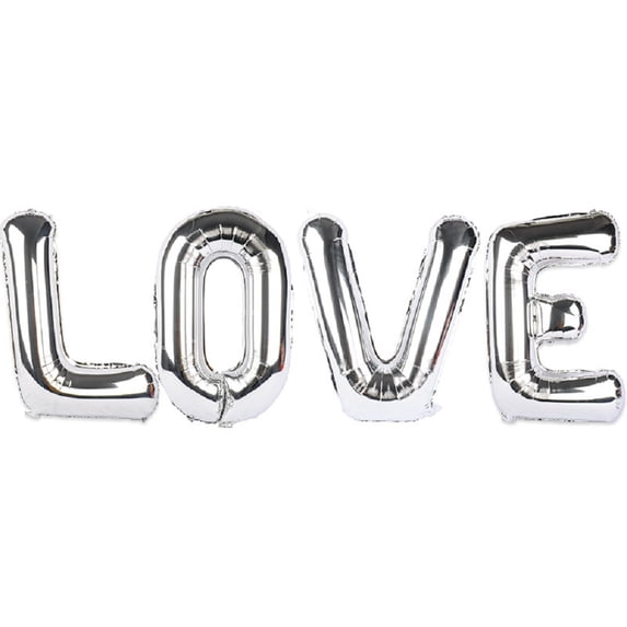 CSCHome Letter Balloons Wedding Decoration Supplies Can Be Used for Holiday Party Decoration 23.62x15.77inch (Silver)