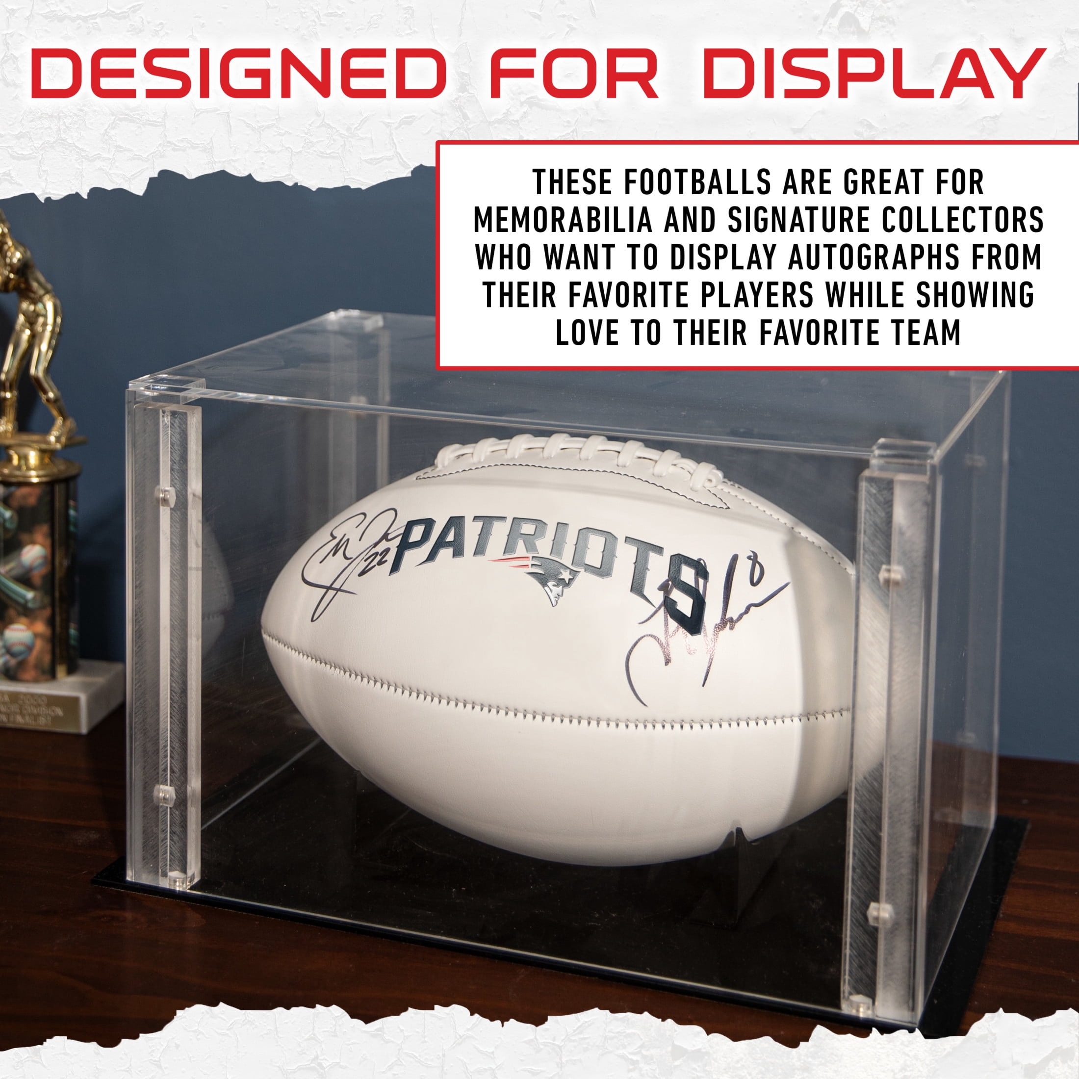 Franklin Sports NFL New England Patriots Autograph Football - Official Size White Panel Souvenir Football for Autographs + Signatures - NFL Team Fan Shop Memorabilia Football for Display