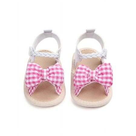 

Funcee Fashion Baby Girl Anti-slip Canvas Dotted Bow Soft Bottom Princess Shoes First Walkers