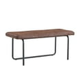 thumbnail image 1 of Pemberly Row Upholstered Faux leather Dining Bench with Sled Metal Legs In Brown, 1 of 1
