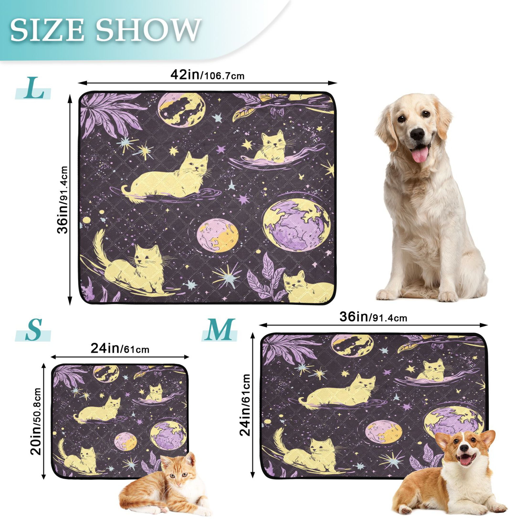 Qxltty Yellow Cats Artistic Pattern Cat litter Pads Pet Set of 3 Diaper Mats Center Anti-leakage Layer Absorbent Soft and Comfortable