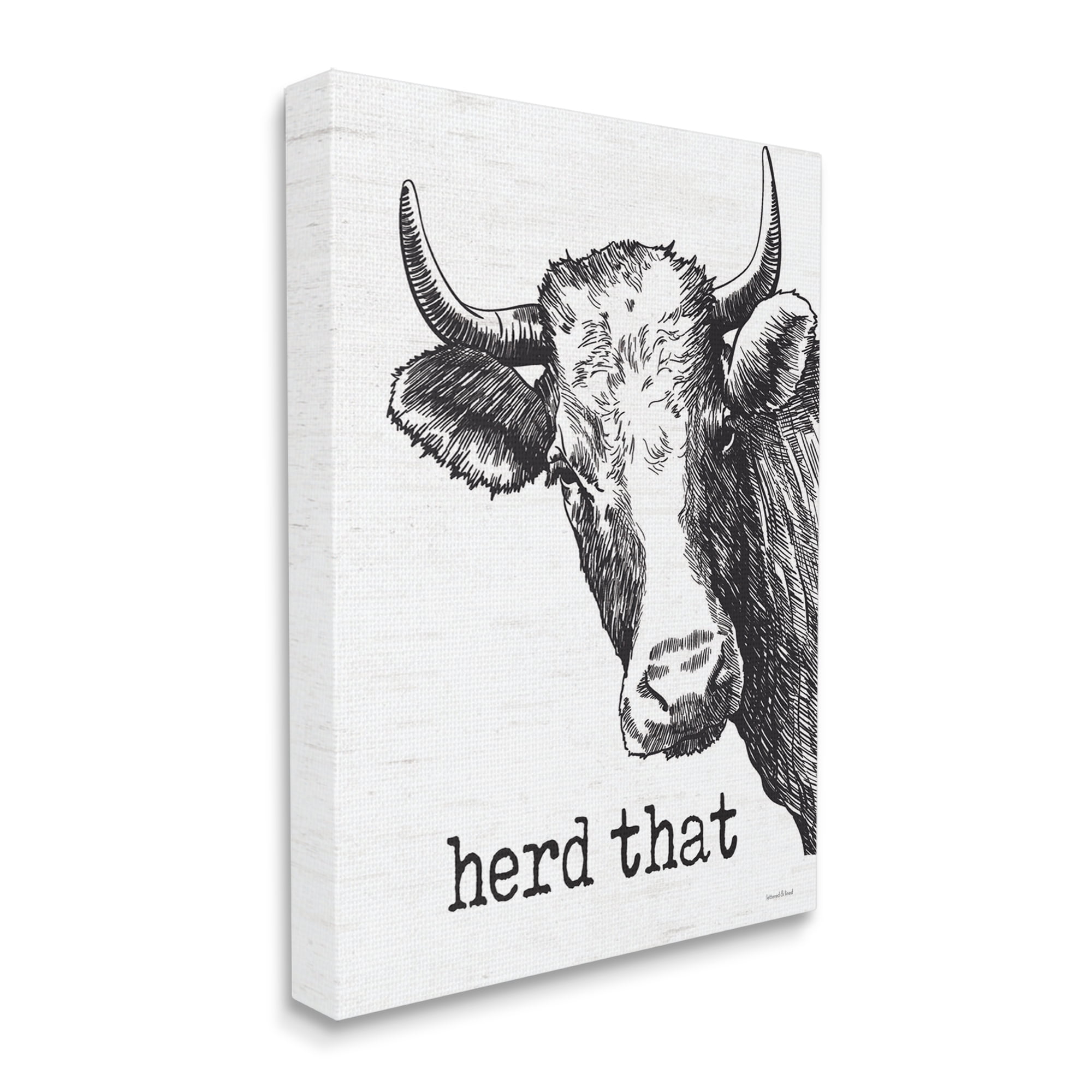 Stupell Industries Herd That Phrase Rustic Longhorn Cattle Portrait, 16 x 20,Design by Lettered and Lined