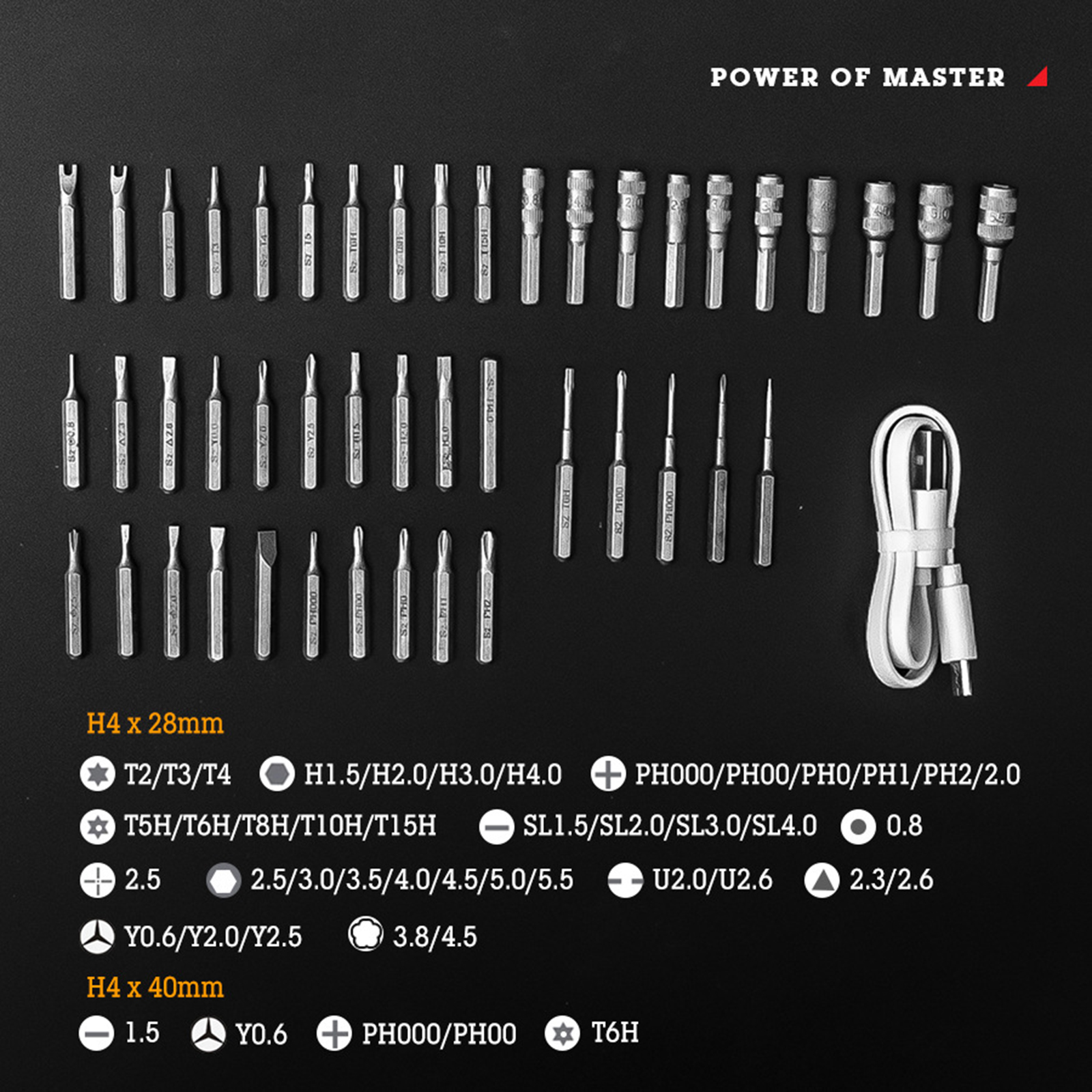 48 in 1 Electric Screwdriver Set Power Tool Screw Driver Bits with LED Light for Phone Glasses Watch PC Camera