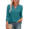 thumbnail image 2 of Ronuti 3/4 Length Sleeve Womens Tops V Neck Tunic Shirts Loose Curved Hem Blouses Dressy Casual M-3XL, 2 of 9