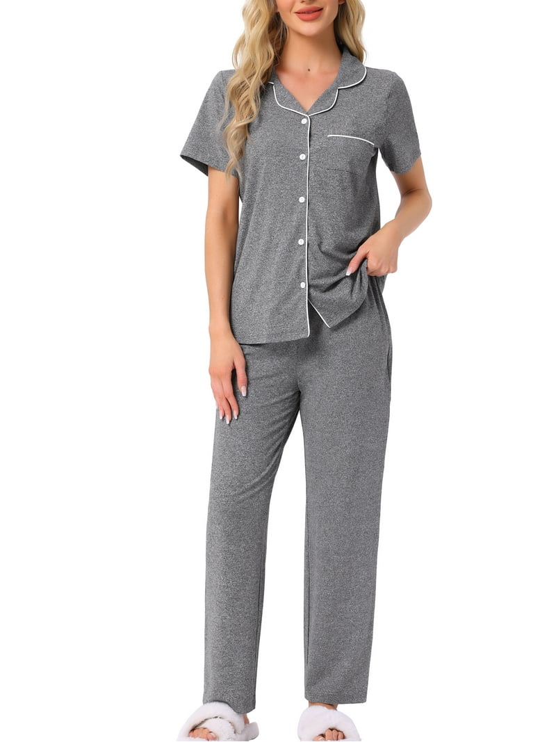 INSPIRE CHIC Women's Pajama Set Button Down Soft Short Sleeve