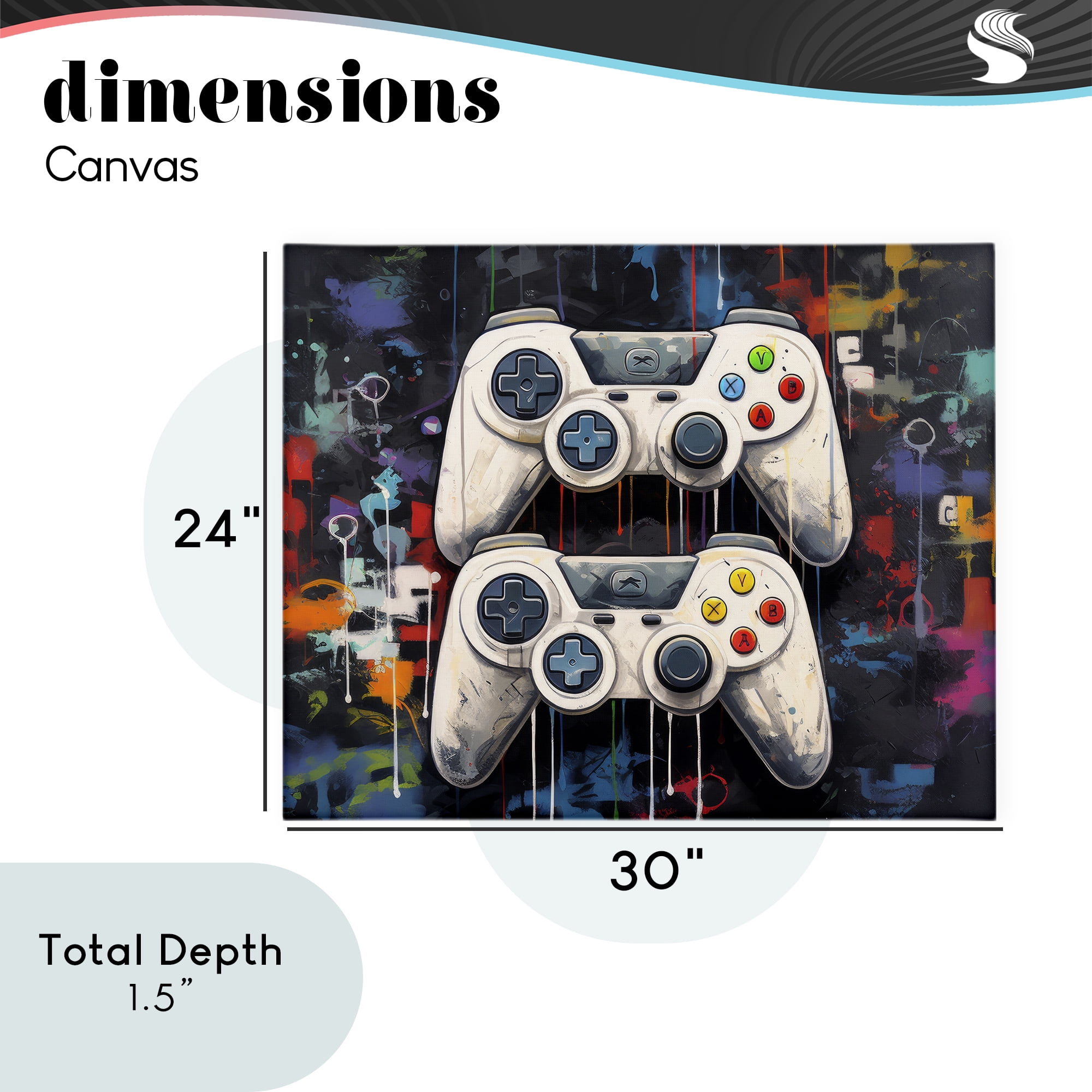 Stupell Industries Joystick Journeys with Paint Splatter Canvas Wall Art, design by Lazar Studio