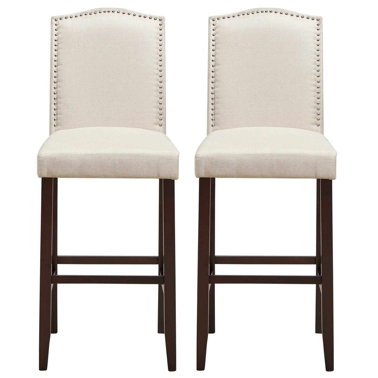 Topbuy Set of 2 Nailhead Bar Stools Upholstered Counter Height Stool