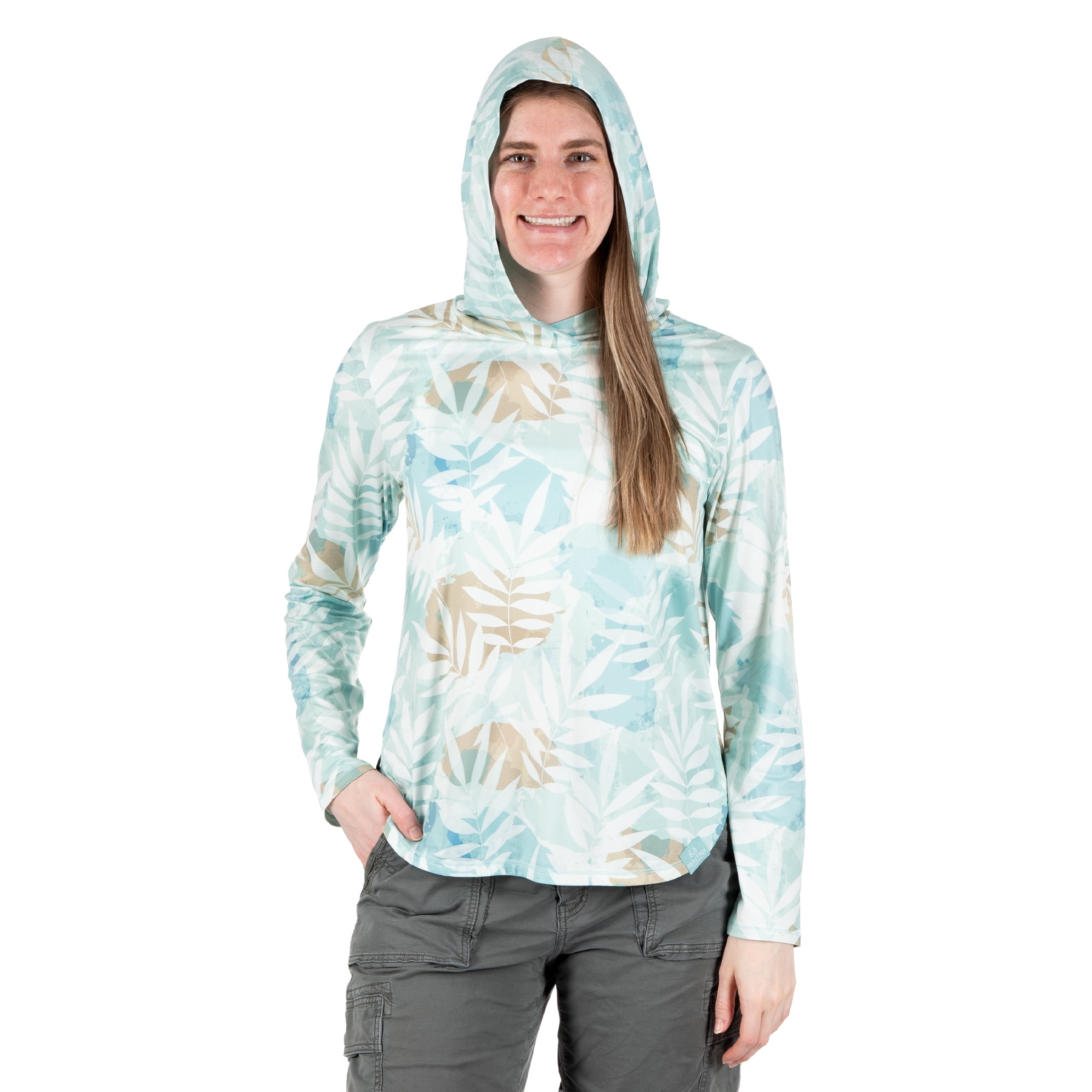 Realtree Women's Long Sleeve Performance Fishing Hoodie, Sea Spray, 2XL