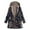 Navy, variant on Women's Plus Size Patchwork Sherpa Fleece Lined Hooded Jacket Fluffy Winter Ethnic Style Warm Outwear with Pockets