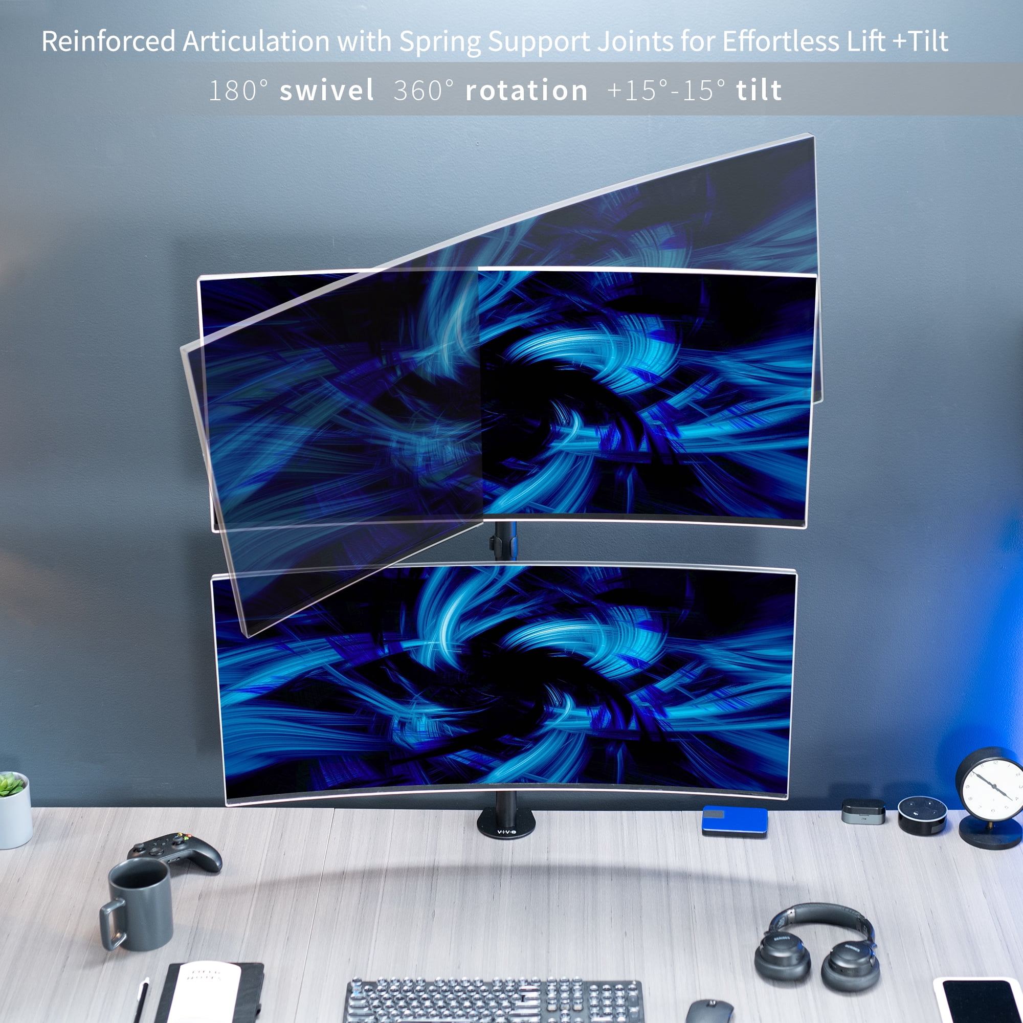 VIVO Dual Ultrawide Monitor Desk Mount, Adjustable Stand for 2 Screens up to 45"