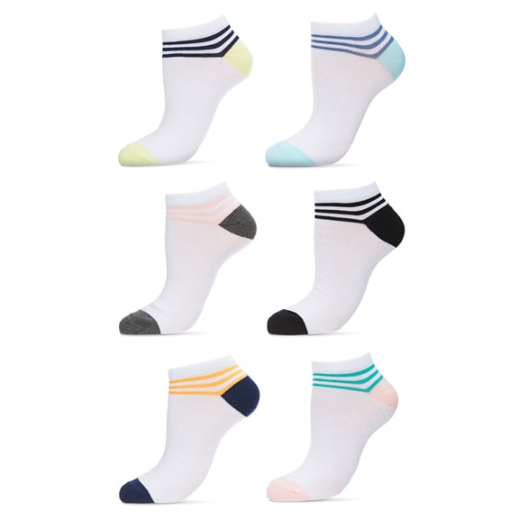 Just Me Women's 6 Pair Pack Rugby Low Cut Socks - Womens - Female, 9-11, Pastel