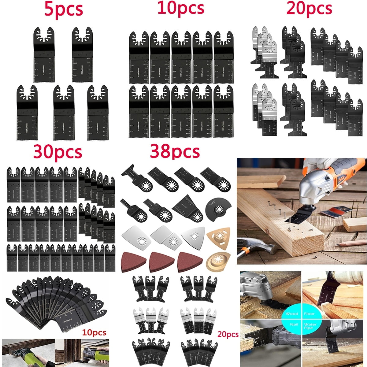 5PCS Universal 34mm Oscillating Multi Tool Saw Blades Carbon Steel Cutter DIY 