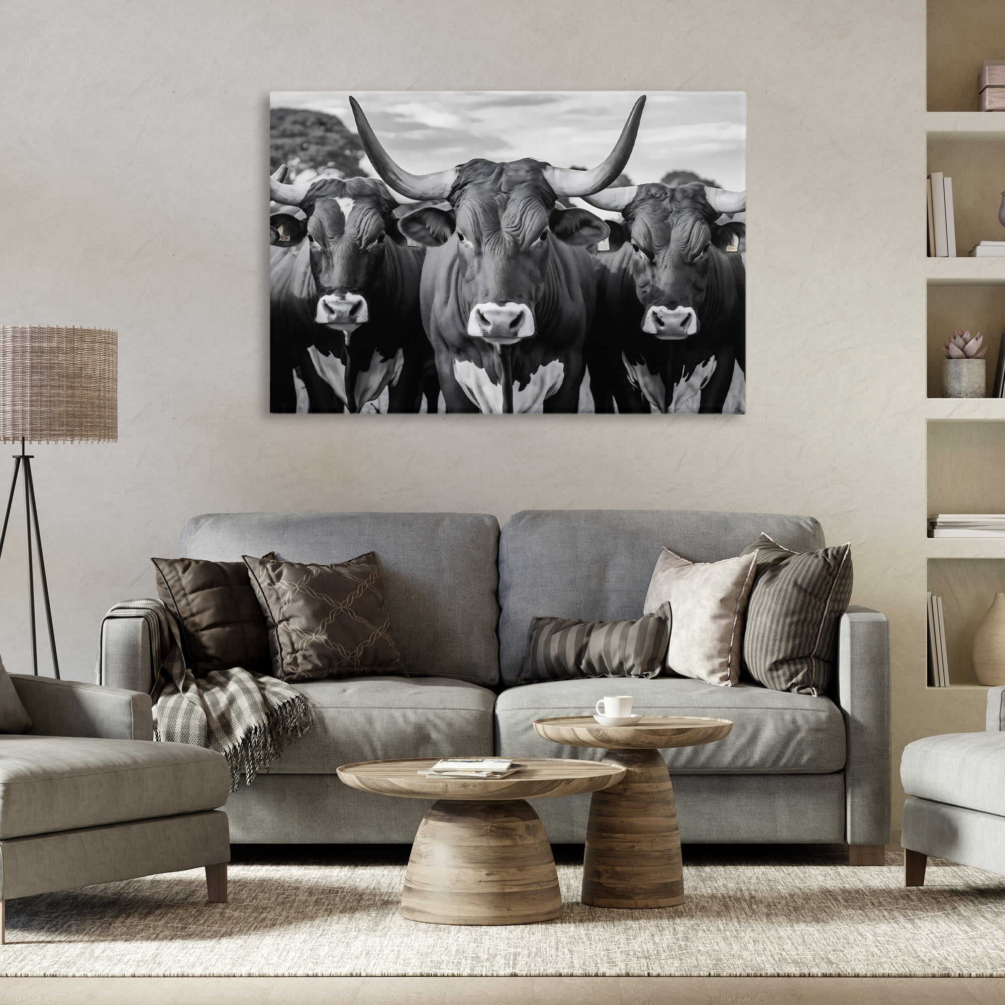 Stupell Industries Three Longhorns in a Row Canvas Wall Art, design by Creative Studio