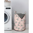 thumbnail image 3 of Romantic Laundry Bag, Madonna Lily Blossoms Lilium Bouquets Pastel Winter Branches Pattern, Basket with Handles Drawstring Closure for Laundromats, 13" x 19", Teal Pale Pink and Green, by Ambesonne, 3 of 4