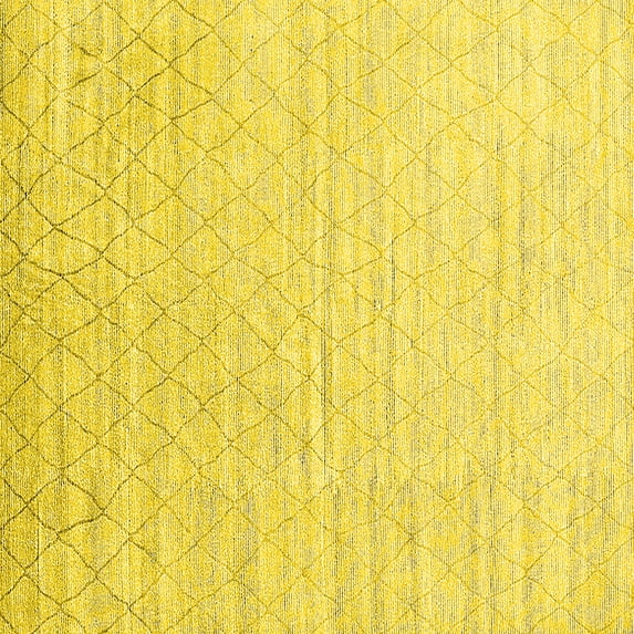 Ahgly Company Indoor Square Solid Yellow Modern Area Rugs, 7' Square