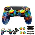 thumbnail image 1 of Silicone Skin Cover for Ps4 Controller (1pc Anti-Slip, 1 Pair L2 R2 Trigger Extender, 4pcs Thumb Grips,4pcs LED Light Bar Decal) Protector for DualShock PS4/ Slim/Pro Controller, 1 of 4