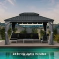 thumbnail image 6 of PURPLE LEAF 11' X 14' Permanent Hardtop Aluminum Frame Gazebo with Galvanized Steel Double Roof for Patio Lawn and Garden, Light Included, Grey, 6 of 13