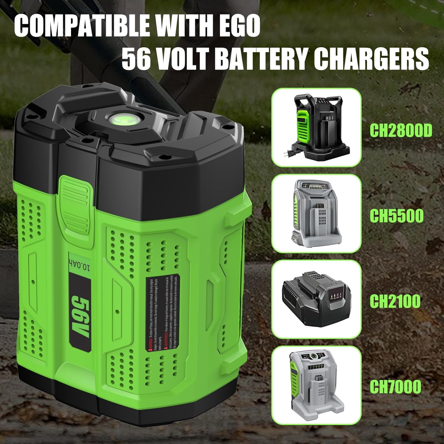 10Ah 56 Volt BA5600T Battery Replacement for EGO 56V Batteries BA2800 BA4200 BA1400 Compatible with EGO 56V CS1604 CS1804 CS1403 HT2400 LB6504 LB5804 LB6500 LB4800 PH1400 Power Tools