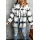 thumbnail image 3 of ABPHQTO Chamarra de mujer con bolsillo estampado a cuadros negro para mujer, 3 of 5