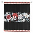 thumbnail image 2 of Black Christmas Semi Sheer Curtains Drapes for Living Room,Bedroom,French Doors Window 72 Inches Long,Winter Xmas Bells Bow Flower Snowflakes Rod Pocket Chiffon Curtain Drapery Voile Draperies Panel, 2 of 6