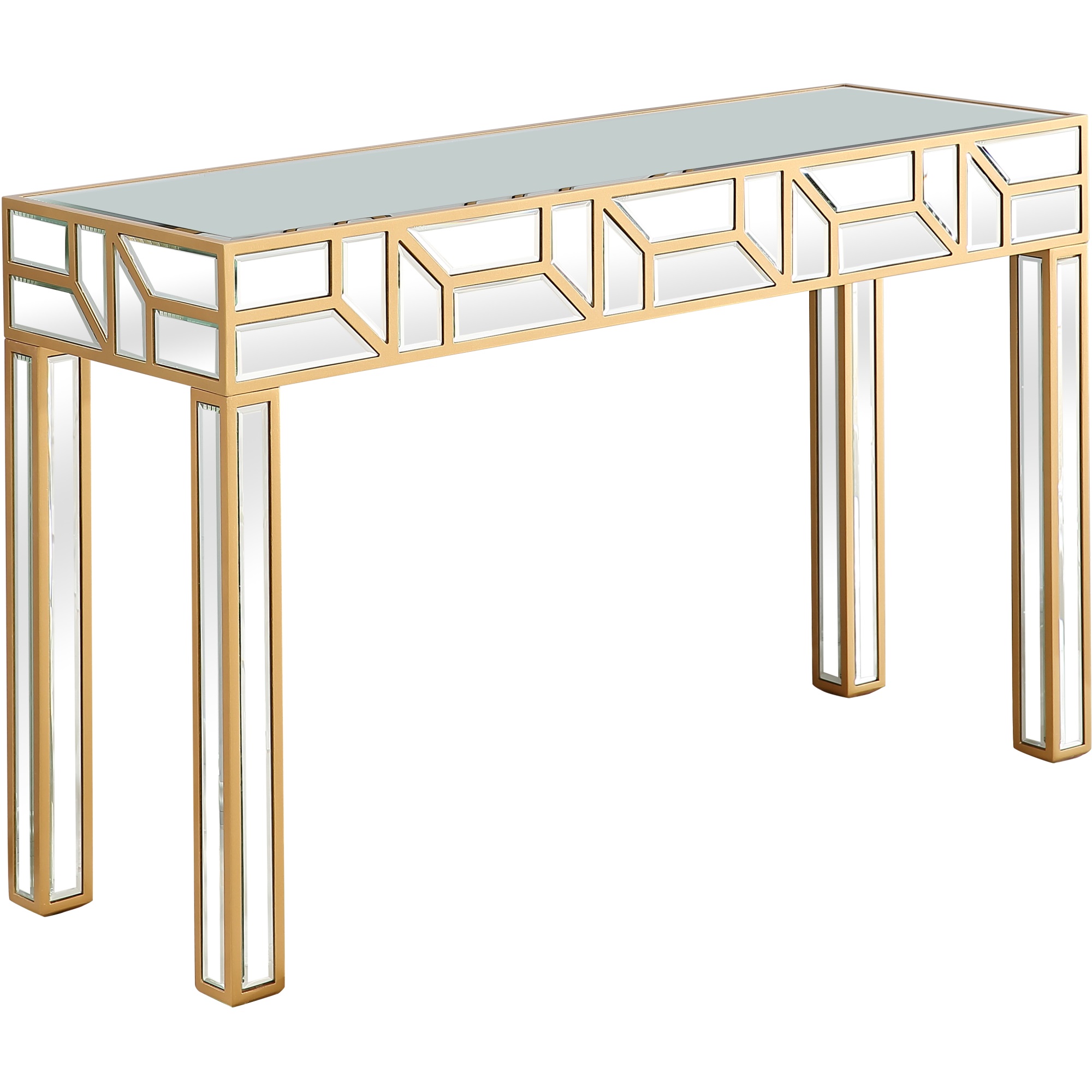 Cassandra 47.25 in. Gold Rectangle Glass Console Table