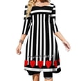 thumbnail image 1 of Robe Évasée à Rayures Noires et Blanches avec Cœurs Rouges, Design Mode, Grande Taille, Robe Ample, Rayures Noires, 1 of 4