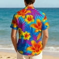thumbnail image 6 of OGLCCG Hawaiian Shirt for Men Summer Beach Casual Short Sleeve Button Down Shirts Trendy Floral Printed Tropical Holiday T Shirts,XL,A, 6 of 8