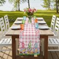 thumbnail image 4 of Table Runners 70 Inches Long Dress Scarves, Easter Bunny Gnomes Farmhouse Coffee/Dining/Kitchen Table Decor, Holiday Table Runner, Spring Easter Eggs Floral Pink Plaid 13x70 Inch, 4 of 9