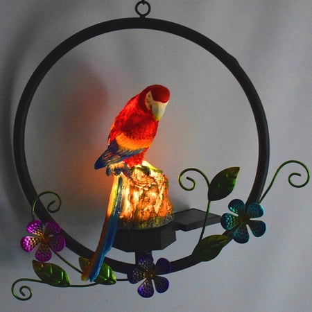 Solar Parrot Landscape Light Solar LED Garden Pendant Lamp Resin Patio ... - Solar Parrot Cage Led Lighting