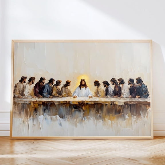 The Last Supper Wall Art, Last Supper Painting Modern Last Supper Print Modern Christian Art Print Jesus Art Wall Decor, Lord'S Supper UNFRAMED PAPER POSTER, Home Decor, Vintage Gift