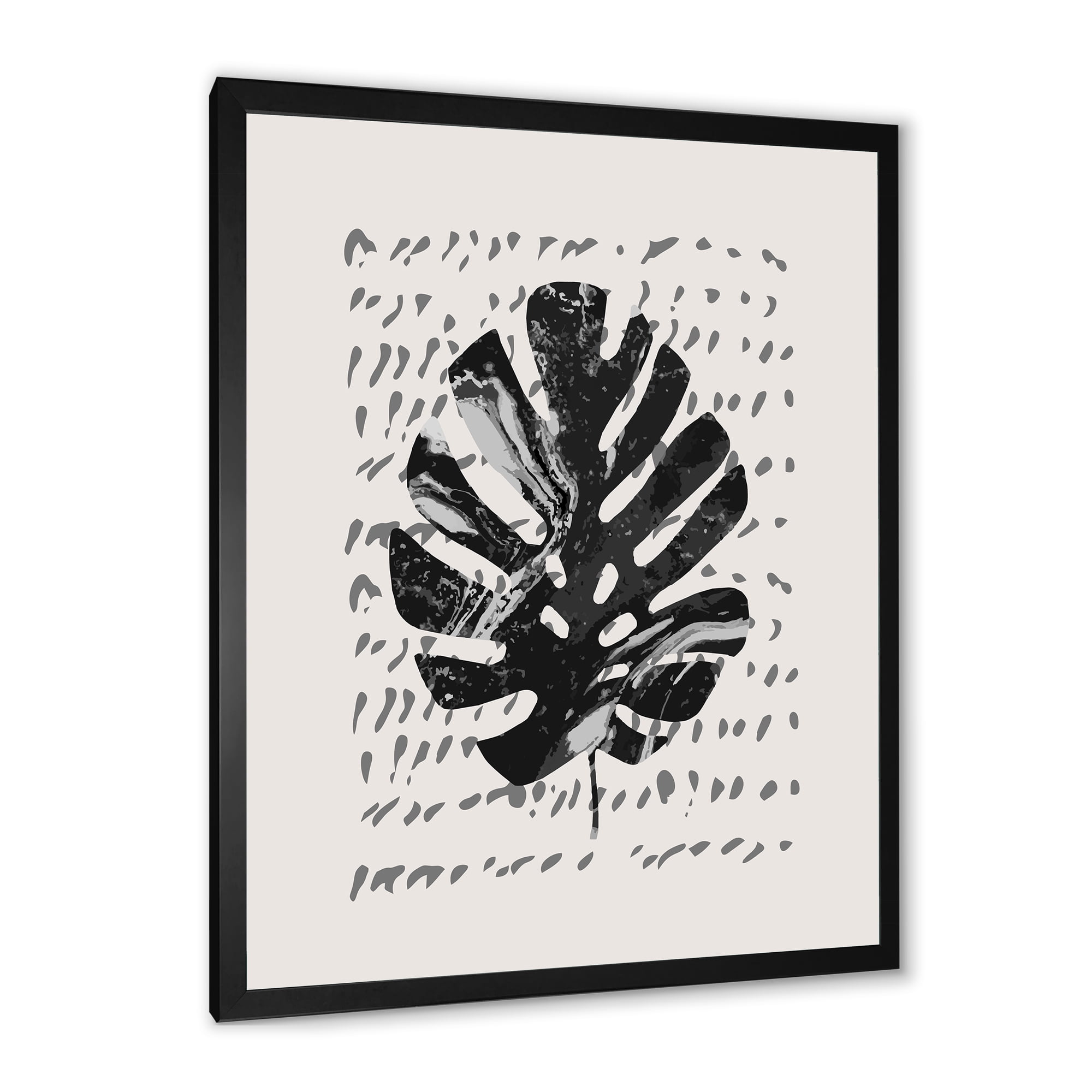 Designart 'Minimal Tropical Palm Leaf Over Grunge Texture' Tropical Framed Art Print