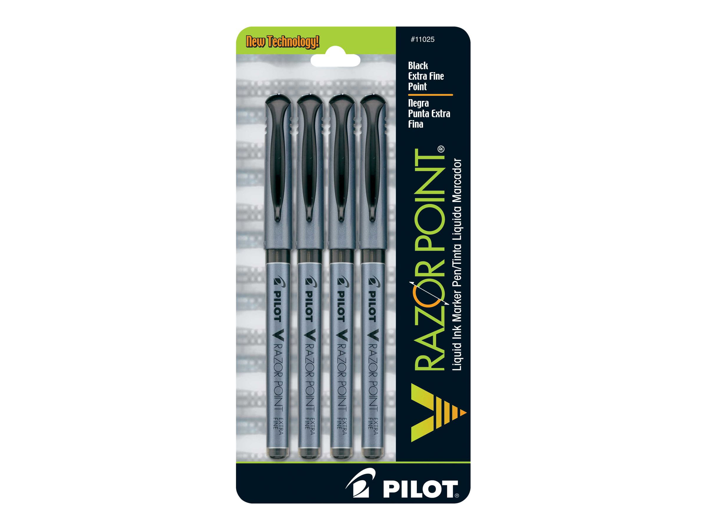 Pack of 4 Ultra-Fine 0.3mm Point - New Black / Blue / Red PIL 11045 Razor Point Fine Line Marker Pens 