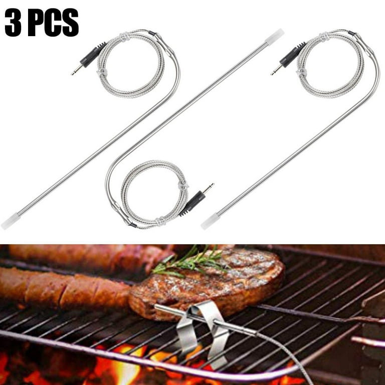 Zhongtai 3Pcs BBQ Replacement Thermometer Probe Meat Thermometer Probe  Replacement Temperature Probe for all DC Ports