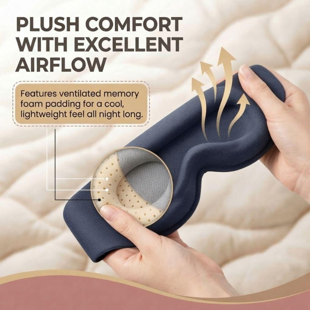 Weighted Eye Mask, Blackout Sleep Mask with Zero Eye Pressure, 3D Contoured Eye Cover, Soft Memory Foam, Secure Full Coverage Band for Night Shift Rest, Bedtime Relaxation, for Women and Men