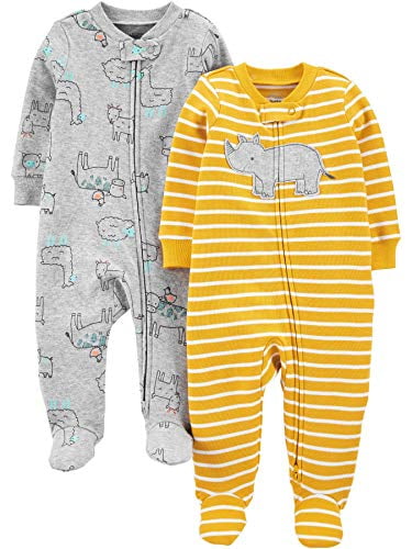 Simple Joys by Carter's Baby Girls' 2-Way Zip Thermal Footed Sleep and Play Pack of 2 