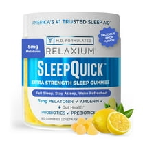 Relaxium Sleep Quick Gummies – Delicious Lemon Flavor Sleep Aid with 5mg Melatonin, Vitamin D3, Prebiotic & Probiotic Blend, Gluten Free, Drug Free, 60 Count