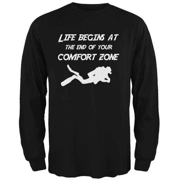 Comfort Zone Scuba Diving Black Adult Long Sleeve T-Shirt - Medium