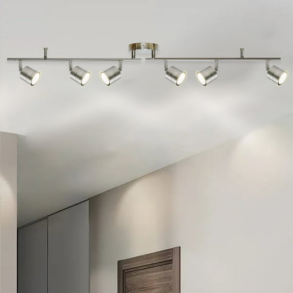 Lucere 6-Light LED Track Lighting Kit, 44.5" Indoor Directional Lighting Track Light, Flexible Foldable Arms, Dimmable Ceiling Spotlight with GU10 Socket, GU10 Bulbs Included