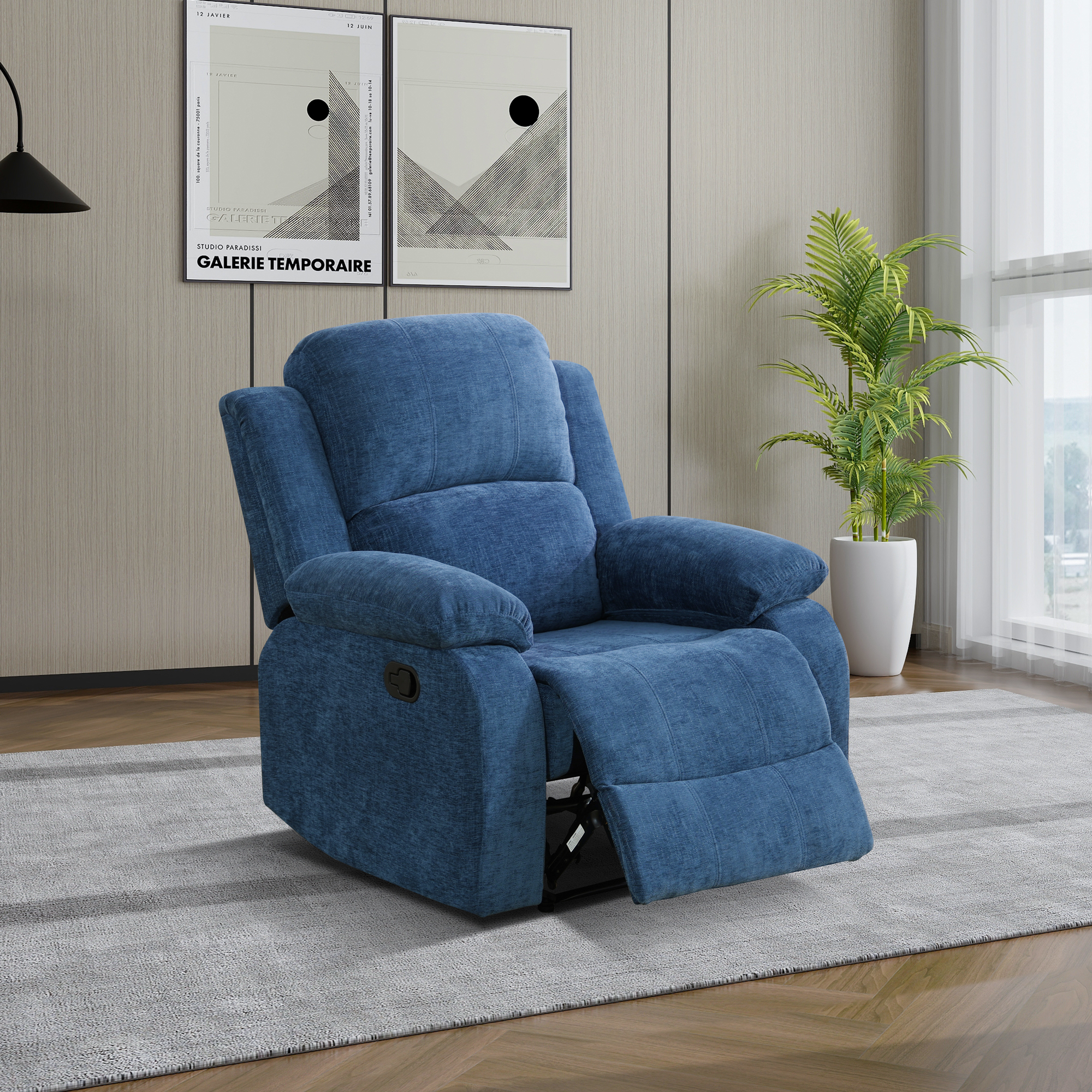 MAYEERTY Fabric Single Recliner Chair, Ergonomic Reclining Sofa with Adjustable Angle, for Living Room & Home Theater, Wear-Resistant