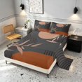 thumbnail image 2 of Manfei Boho Sun and Leaf Bed Sheets, Mid Century Geometric Fuul Size Sheets, Gray and Blush, Reversible 4pcs1 Flat Sheet + 1 Fitted Sheet + 2 Pillowcases, 2 of 6