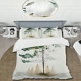 thumbnail image 2 of Designart "Solitary Watercolor Tree I" Landscape Forest Bedding Covert Set - Forest Green Landscapes Bed Set With 2 Shams, 2 of 6