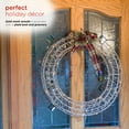 thumbnail image 5 of Alpine Corporation 24" x 25" Gold Mesh Metal Light-Up Holiday Wreath with Plaid Bow and Greenery, 5 of 13