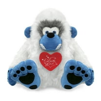DolliBu I Love You Plush Super Soft Yeti - Cute Stuffed Animal Yeti with Red Heart Plush for Valentines, Anniversary, Romantic Date, Boyfriend, or Girlfriend Gift - 12 Inches