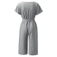 thumbnail image 4 of Women Casual Solid V Neck Short Sleeve Button Pocketed Wide Leg Jumpsuits Romper With Belt Womens Jumpsuits And Rompers Elegant Comfy Jumpsuits Romper Long Sleeve Rompers with Open Legs by Body Denim, 4 of 8