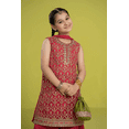 thumbnail image 6 of Dweep Sara Eid Ramadan Special Pink Organza Summer Girls Suit Set with Dhaka Sharara, Dupatta S/8-10Y, 6 of 7