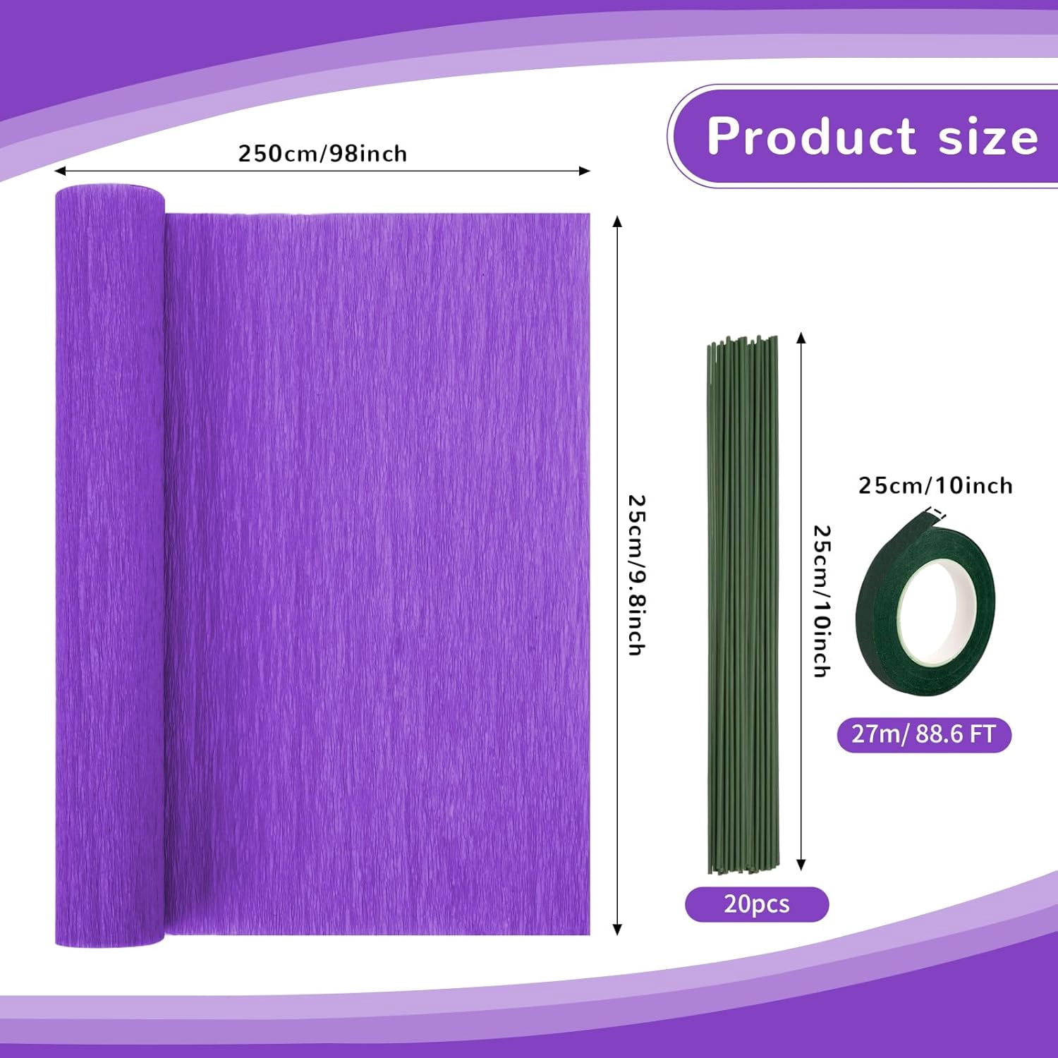 Crepe Paper Streamers 8 Rolls, 10 x 98Inch 8 Mermaid Colors Crepe Paper Sheets for DIY Gift Colourful Paper Flower Wrapping Paper Crafts Birthday Wedding Holiday Party Decorations